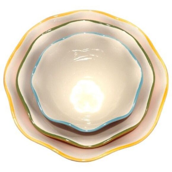 Pioneer Woman Mixing Bowls Set Of 3 Fall Floral Polk Dot Autumn Serving Nesting - Picture 4 of 15